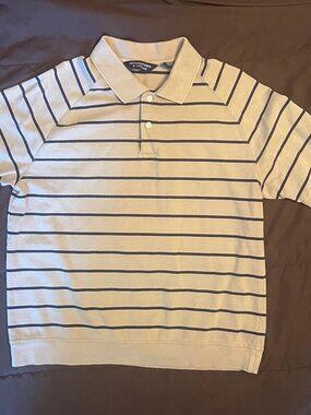 Mens Roundtree & Yorke Short Sleeve Striped Polo Shirt Size Medium 100% Cotton